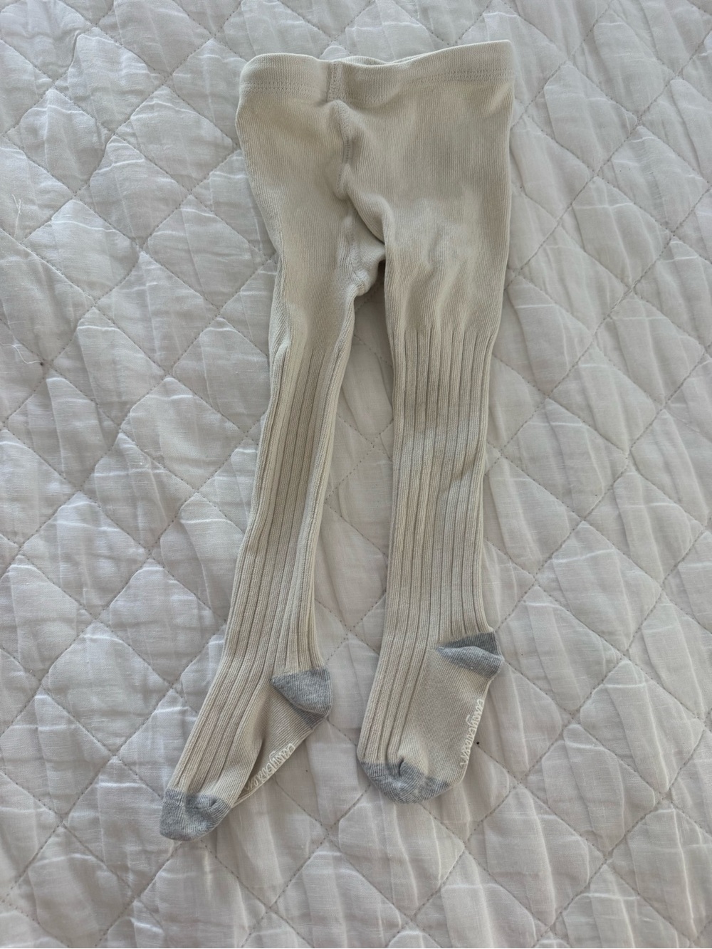 Baby Boden Cream Soft Ribbed Tights